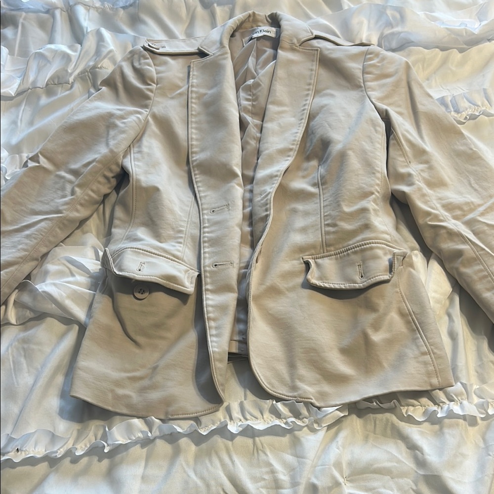 Calvin Klein Cream Blazer Lightweight Suit Jacket